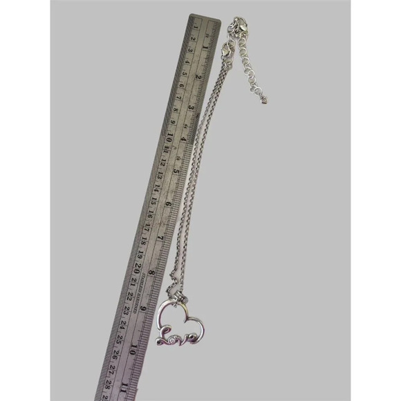 Brighton Silver Colored Tone Love Heart Chain Necklace with Crystals - Picture 4 of 5